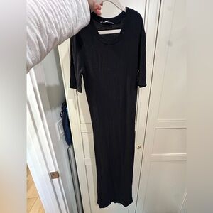 Zara ribbed SUPER stretchy Elegant Black Maxi Dress size small